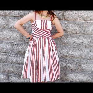 Red and white rigatta stripe dress